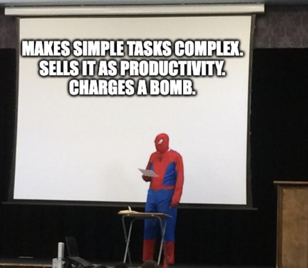Spiderman giving presentation mem